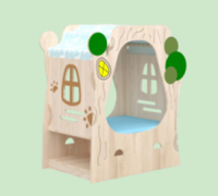 ZTX-TY023 Forest House Reading Corner – Rubberwood Kids Reading Area, 1050×670×1200mm