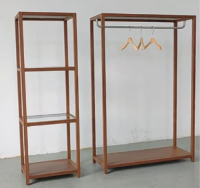 Custom Stainless Steel Clothing Display Rack with Shelves and Hanging Rail