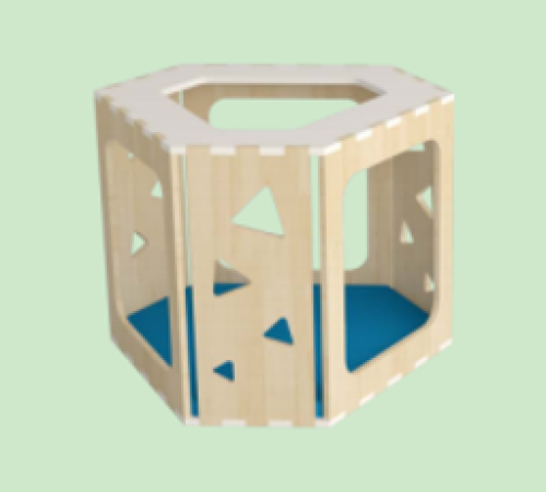 ZTX-TY057 Geometric Play House – Rubberwood Kids Activity Hut, 800×693×630mm