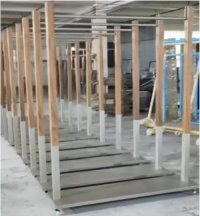 Custom Stainless Steel Clothing Display Rack with MDF Panels for Retail Stores