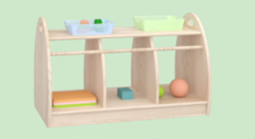ZTX-TY009 Three-Compartment Cabinet – Imported Rubberwood & Solid Wood Kids Storage, 800x400x500mm