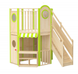 Modular Fun Play House with Indoor Slide & Activity Corners – Rubberwood Multi-Function Children Play Unit